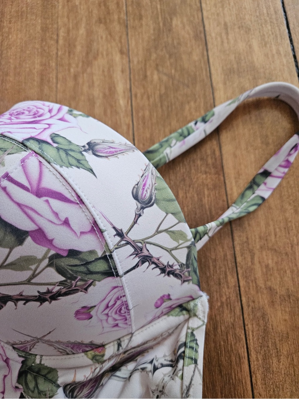 XL TA3 Floral One-Piece Sculpting Push-Up Swimsuit - Thorny Rose - Picture 4 of 13